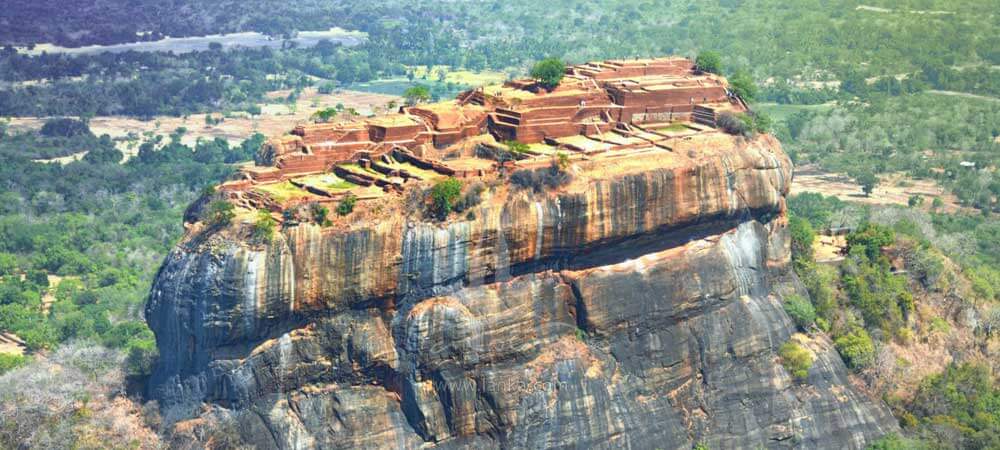 Aerial view of Sigiriya, one of 8 UNESCO sites in Sri Lanka.