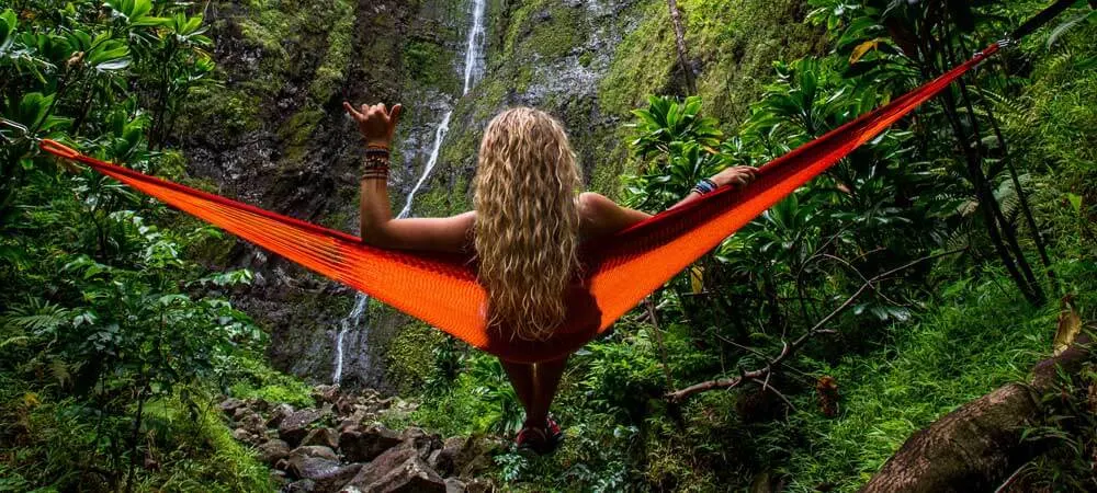Hanging in a hammock in Hawaii