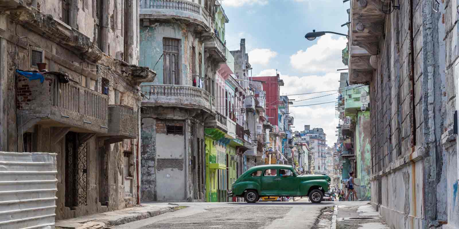 Some of Cuba is in disrepair, such as this neighborhood, a stark contrast to the typical image of colorful buildings and shiny classic cars.