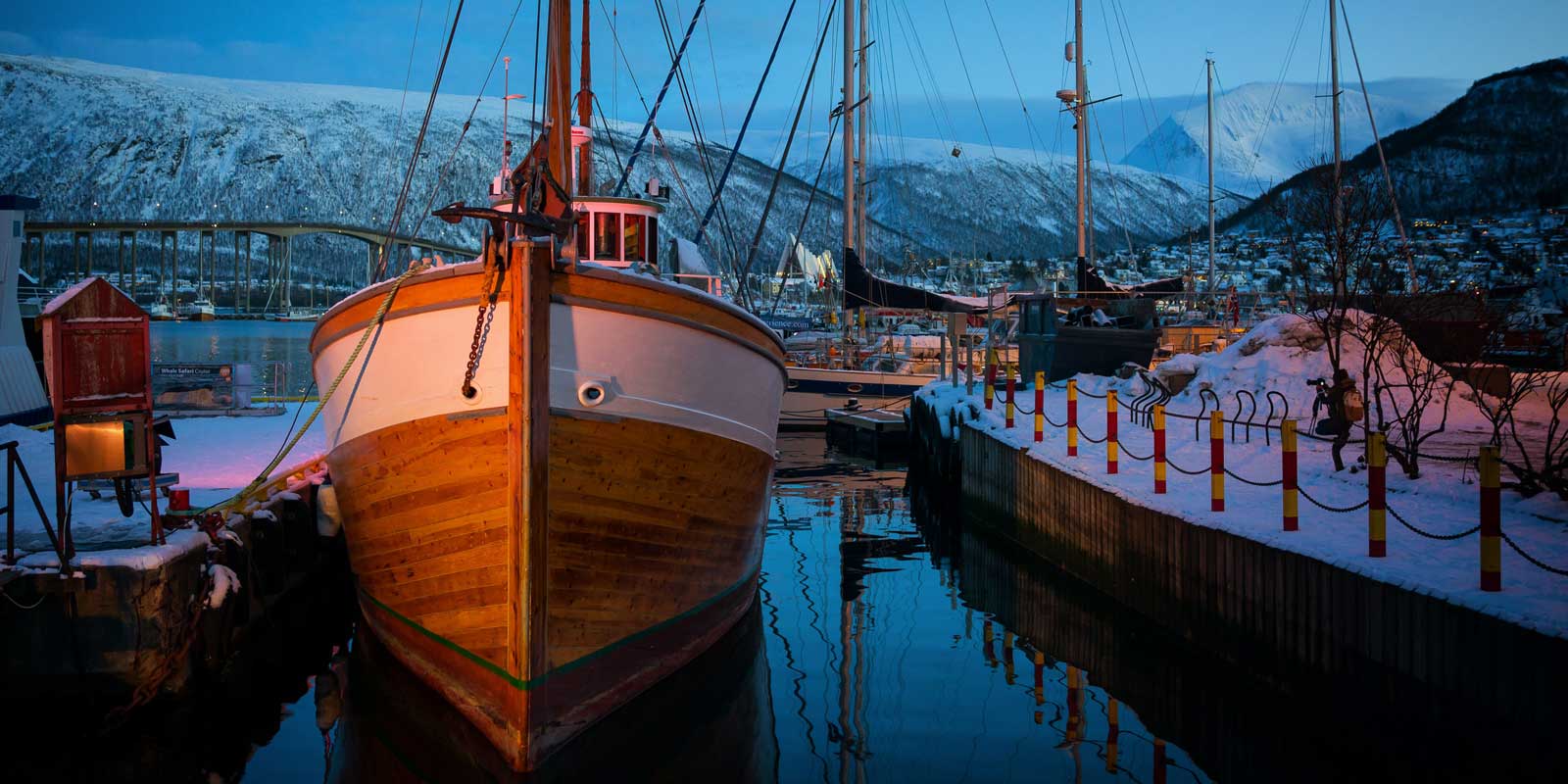 Landscape view of a shipping port in Tromso, Norway.