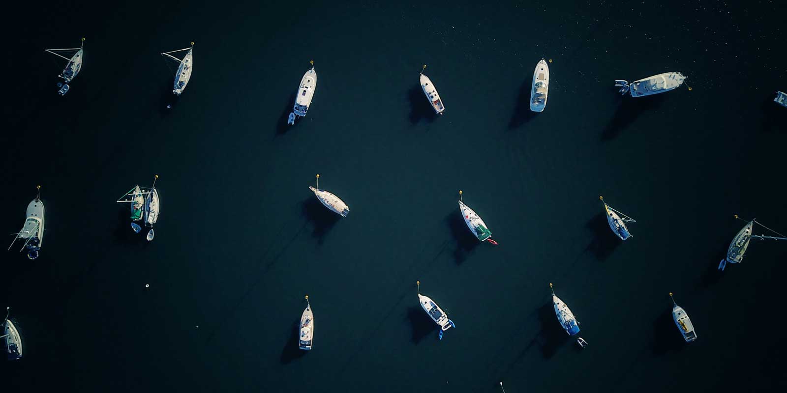 Aerial view of boats in a bay