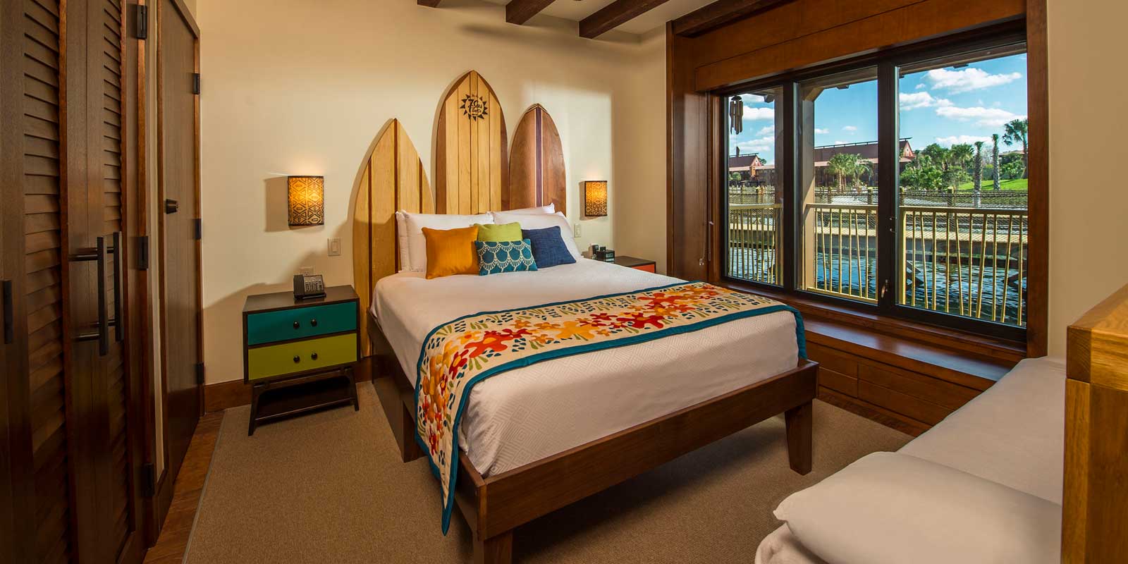 Photo of a room inside the Polynesian bungalows.
