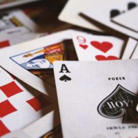 Close up shot of a pile of classic playing cards