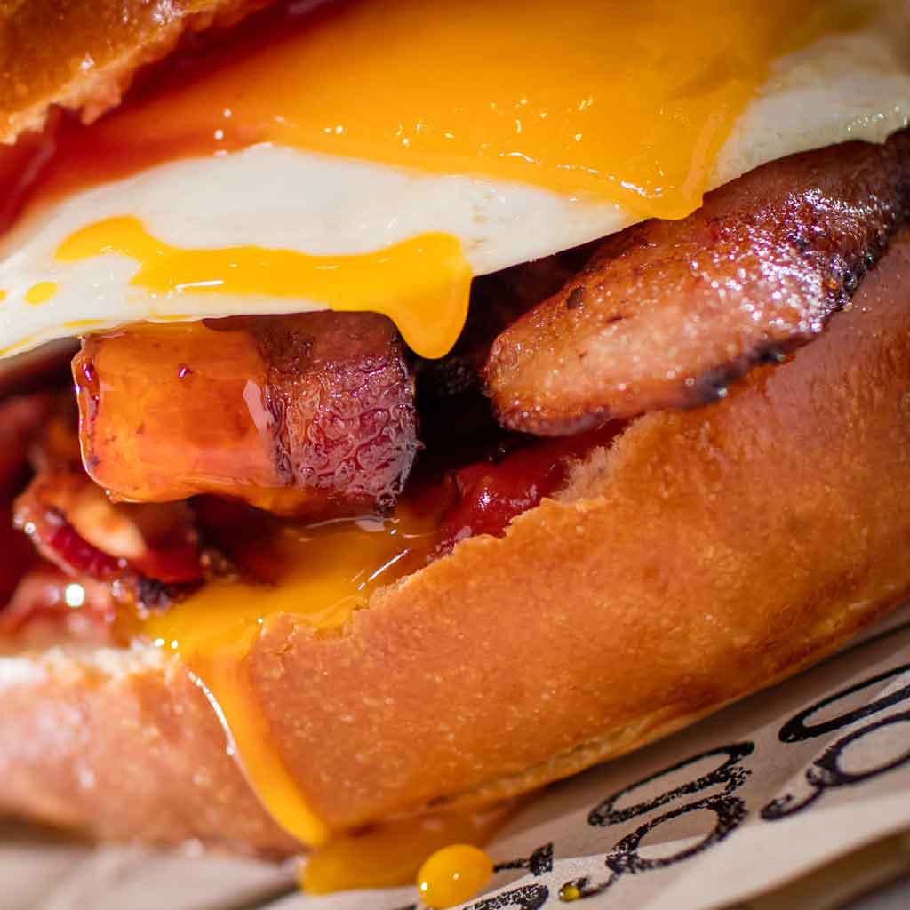 Closeup of an egg sandwich from Eggslut in Las Vegas.