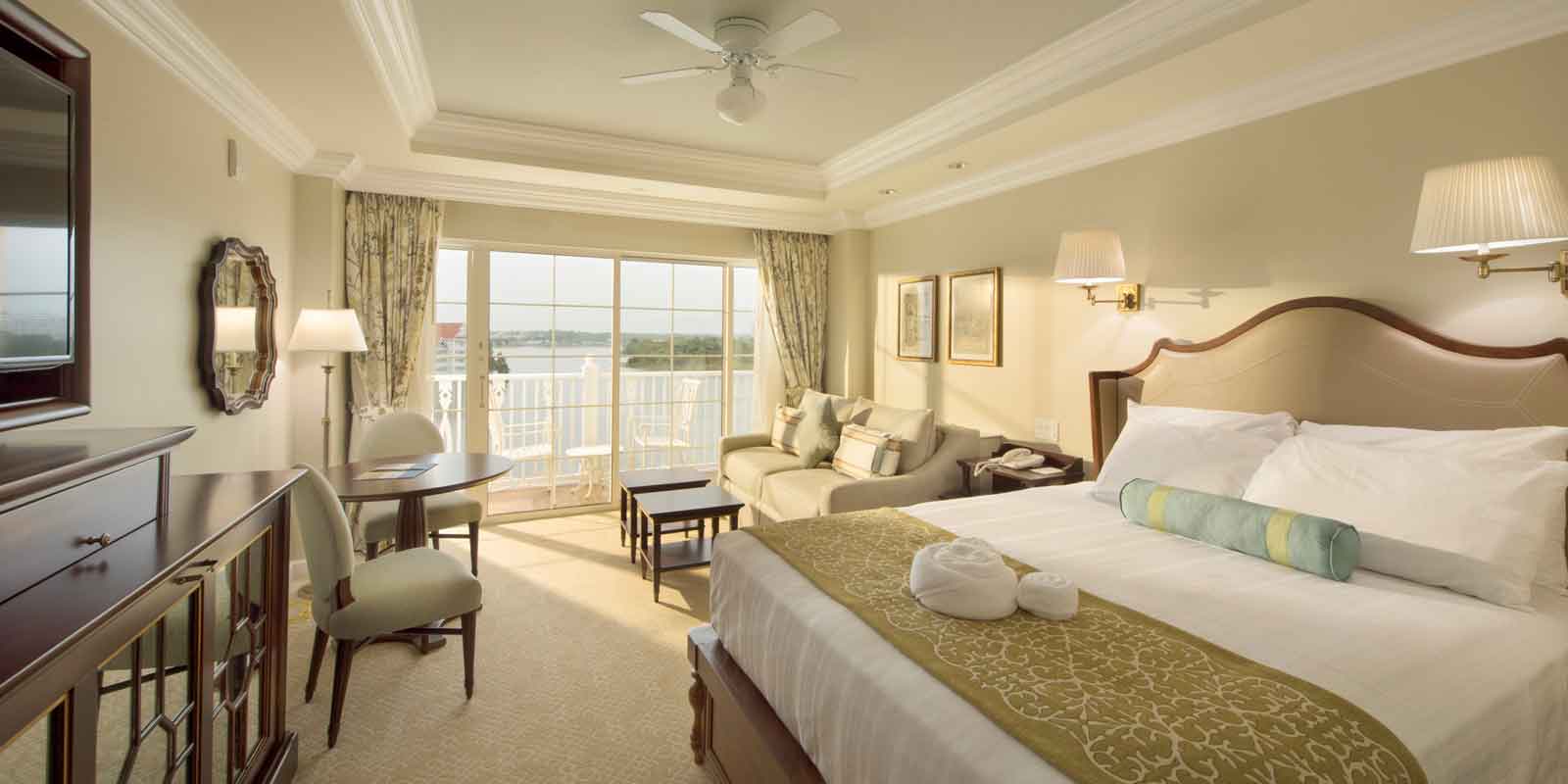 Landscape view of a room at The Villas of the Grand Floridian Spa & Resort at Disney World.