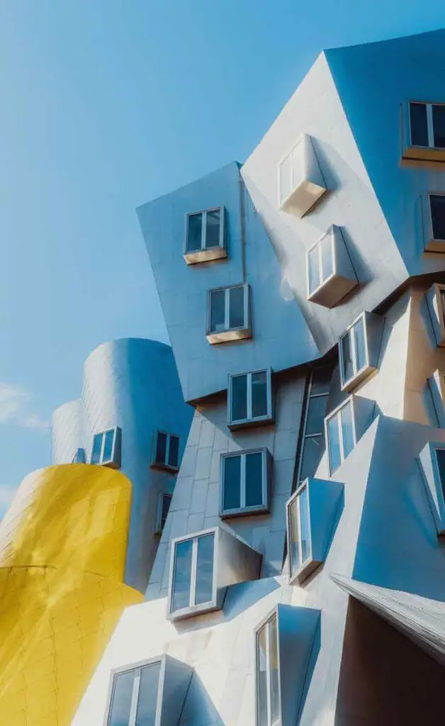 Snapshot of the oddly shaped Ray and Maria Stata Center built by famous architect Frank Gehry.