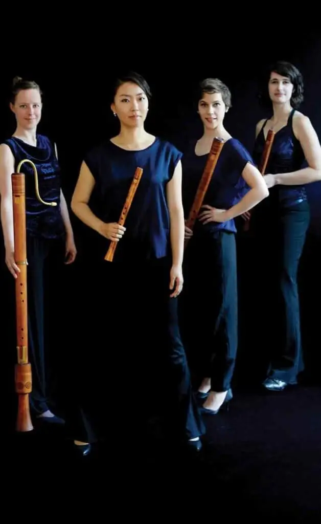 Formal photograph of the early music quartet, Boreas Quartett Bremen, who has performed at the Boston Early Music Festival.