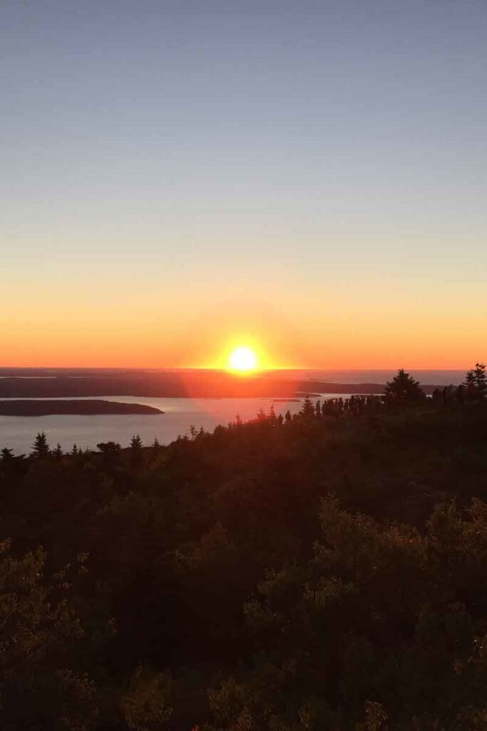View of the sunrise from Cadillac Mountain.