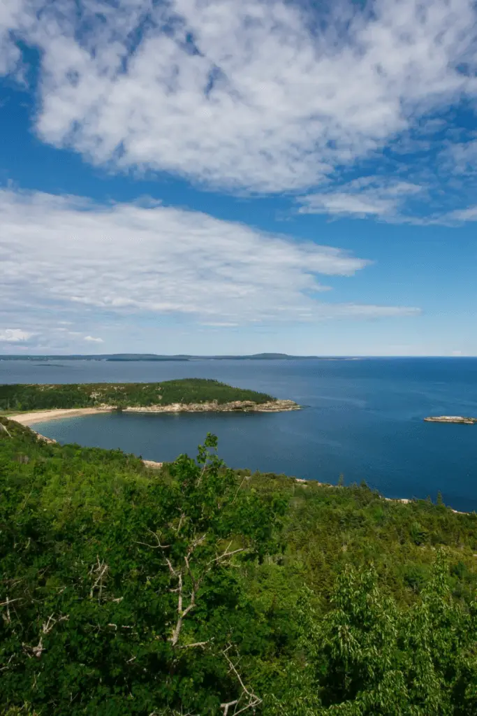 View of Sand Beach in Acadia National Park from Gorham Mountain