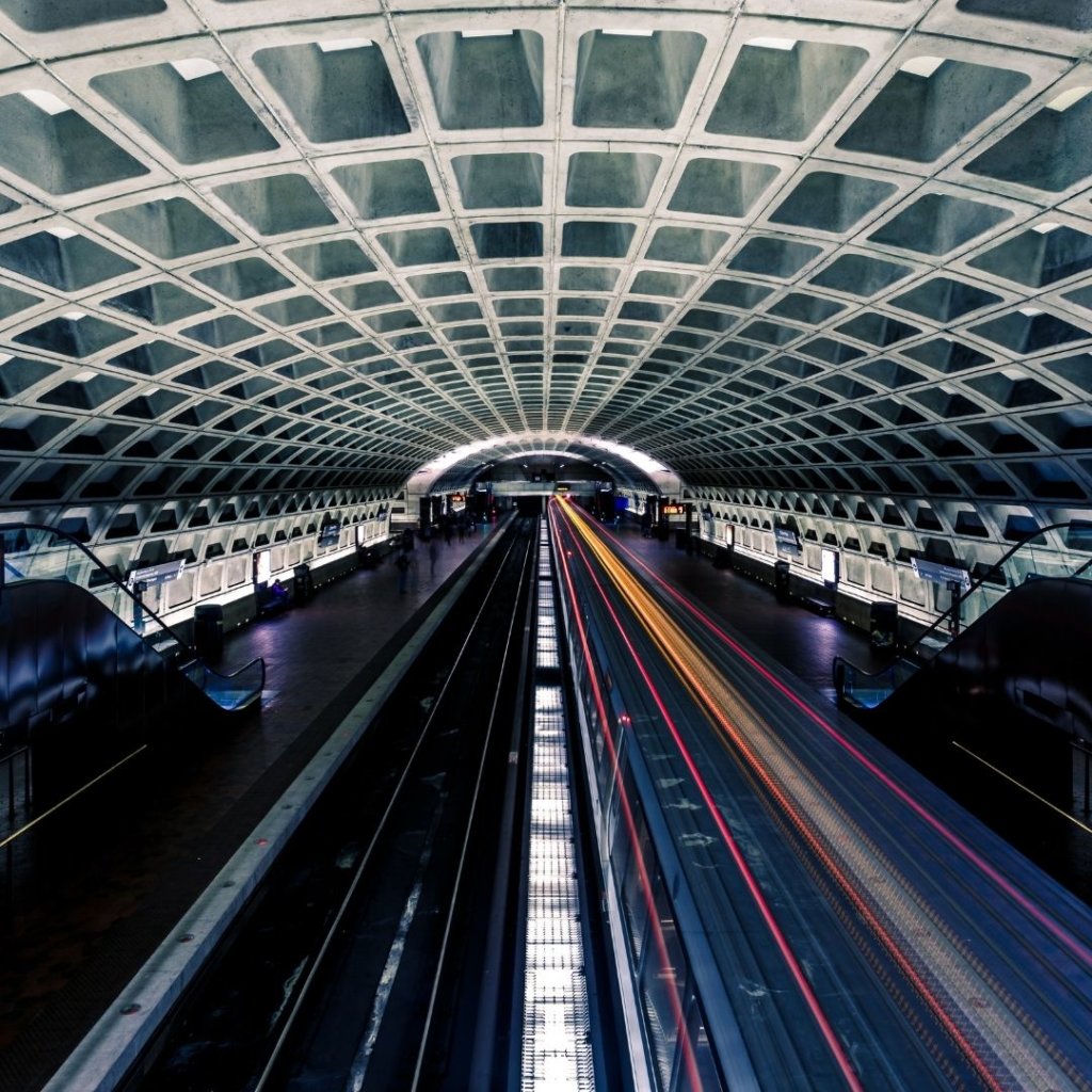 Photo of a train station for the Washington, DC Metro.
