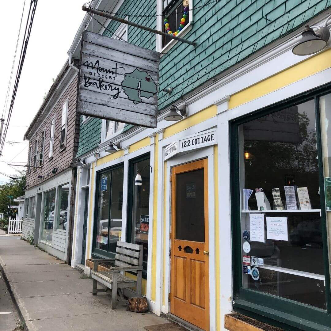 Close up of the sign for Mount Desert Bakery.