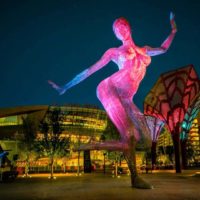 Closeup of the Bliss statue at The Park in Las Vegas.