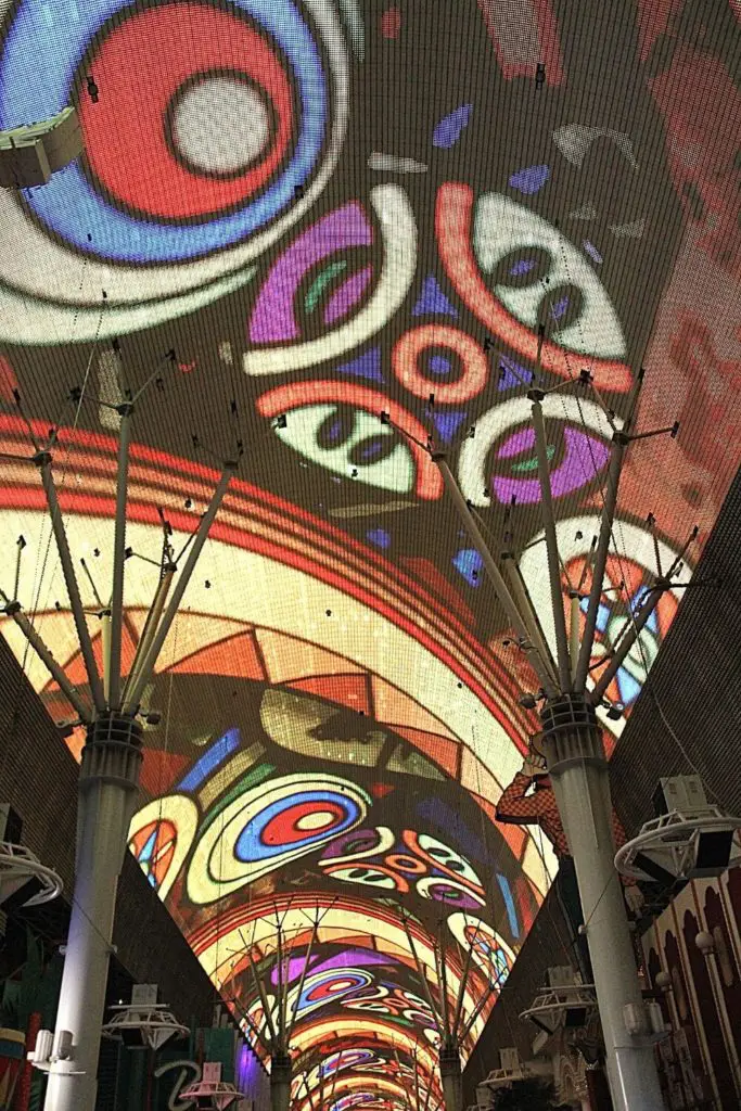 Closeup of the Fremont Street Experience LED canopy.