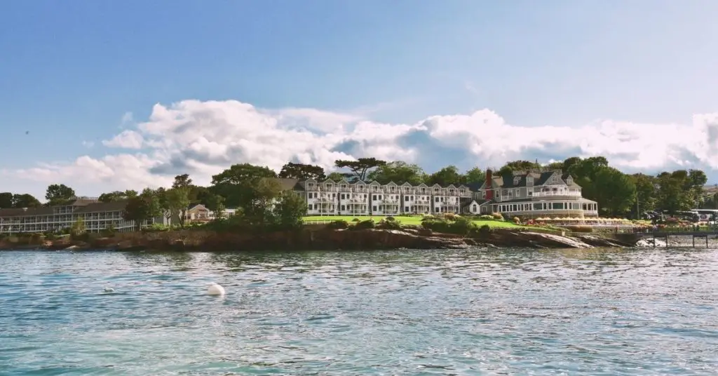 Photo of the Bar Harbor Inn & Spa from the water.