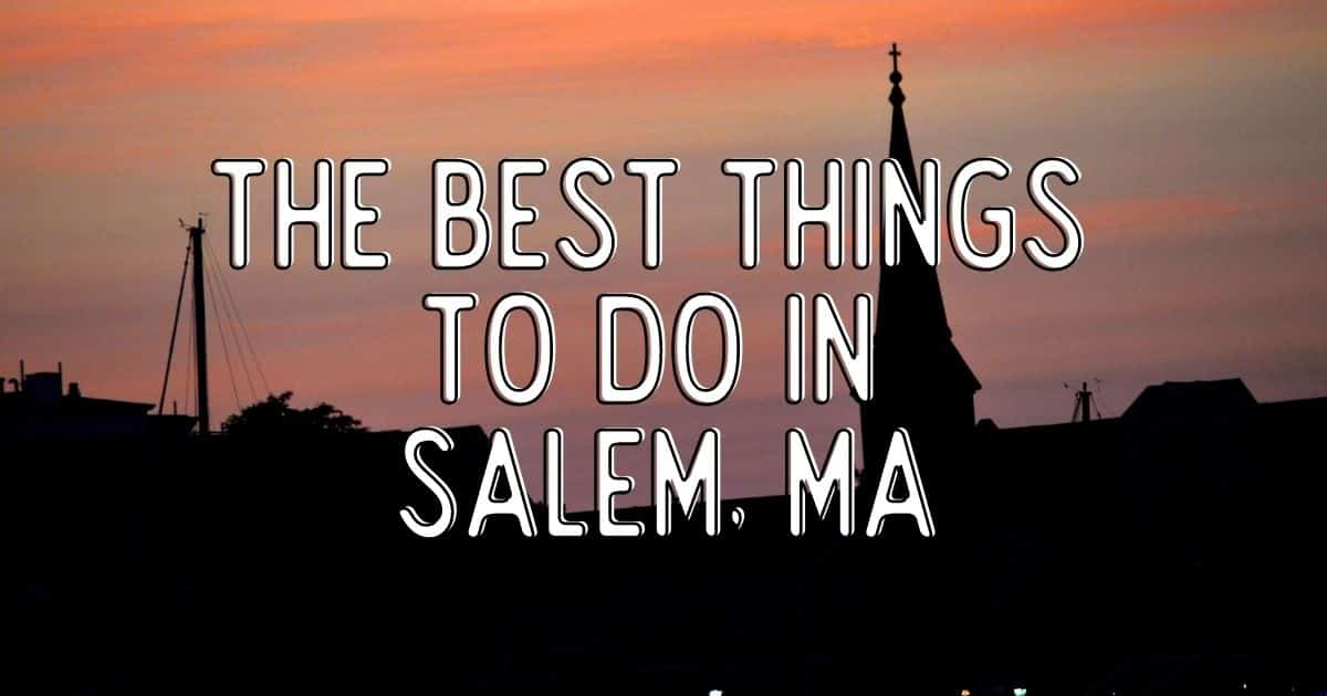 Silhouette of the Salem skyline against an orange sky. Text in the middle reads 