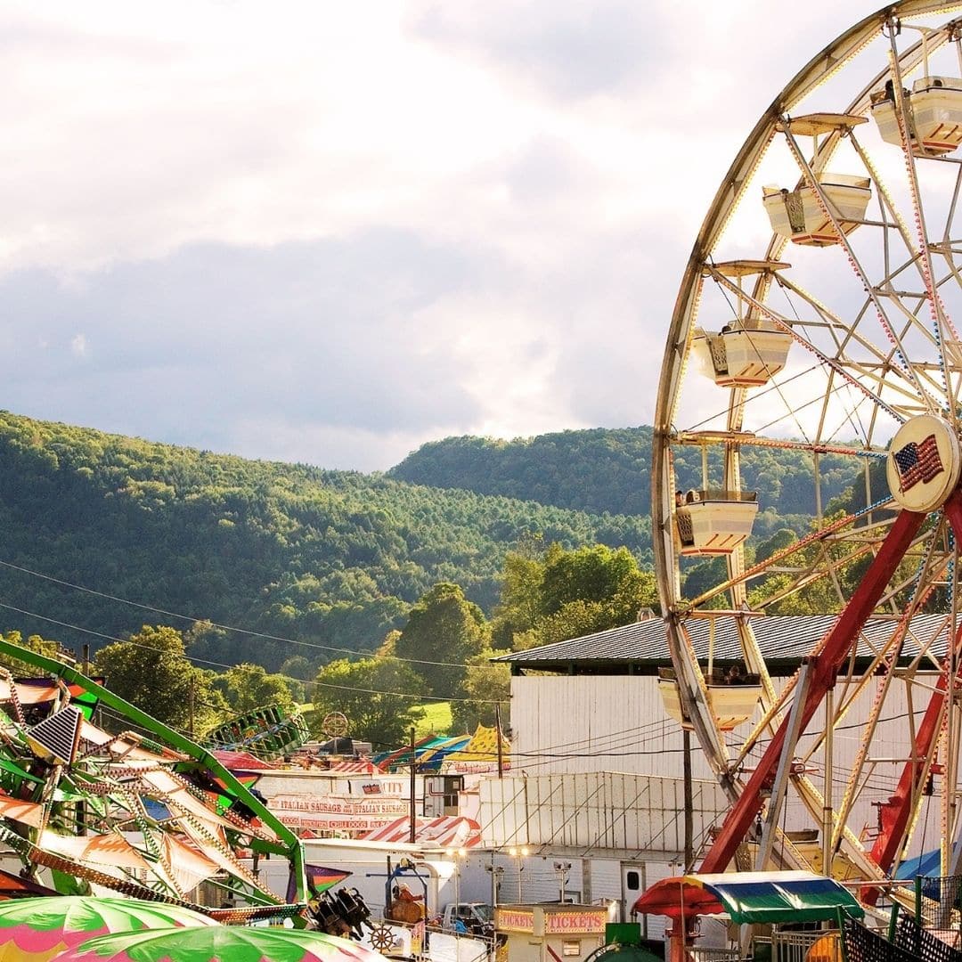 Closeup of fair rides at the Tunbridge World's Fair in Vermont.