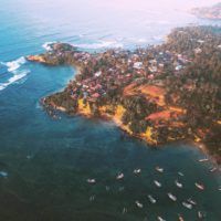 Aerial view of a beach in Sri Lanka.