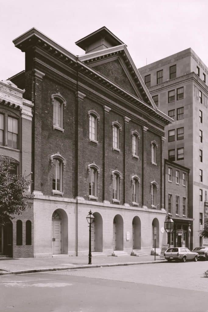 Black and white photo of Ford's Theater in DC