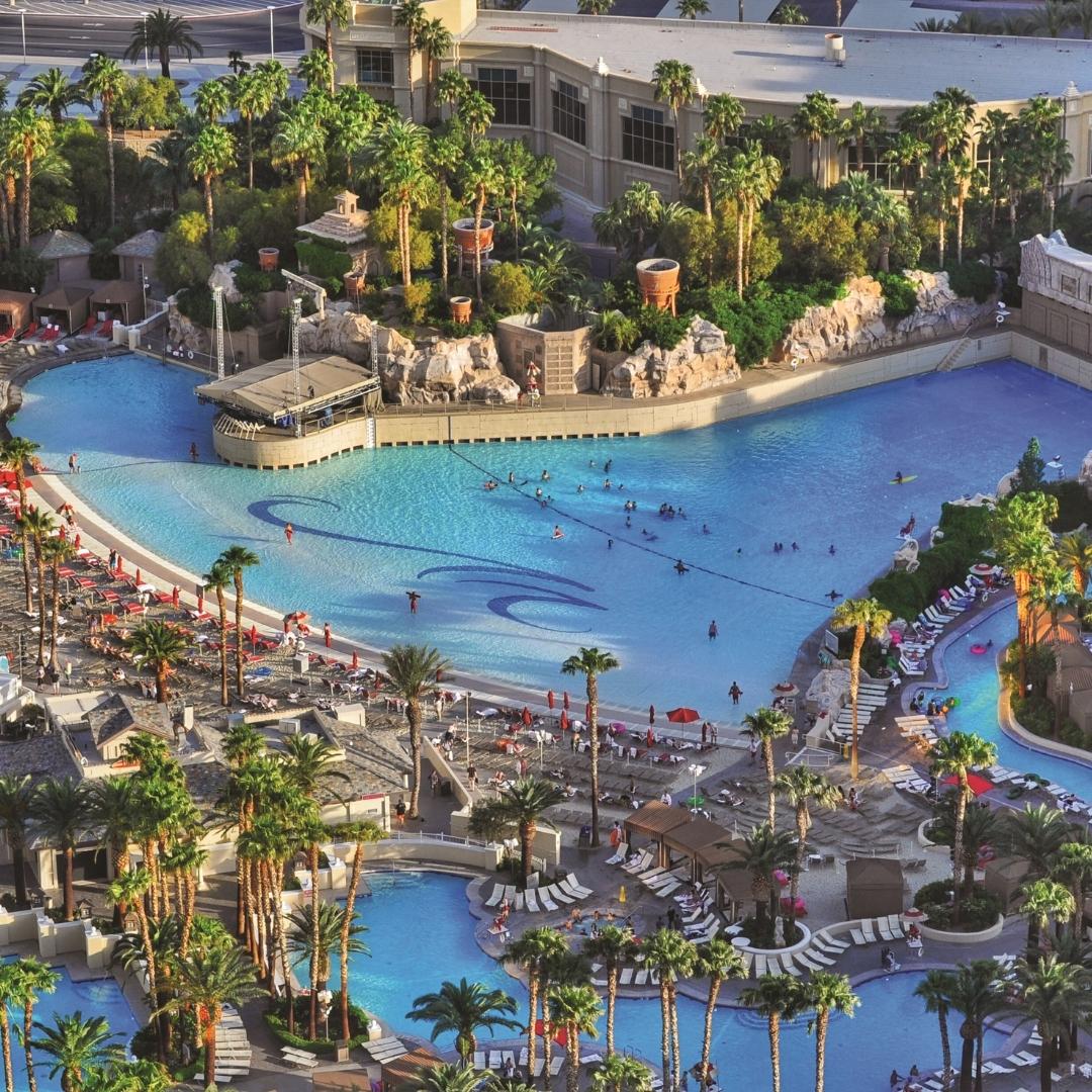 Aerial photo of the Mandalay Bay Beach in Vegas.