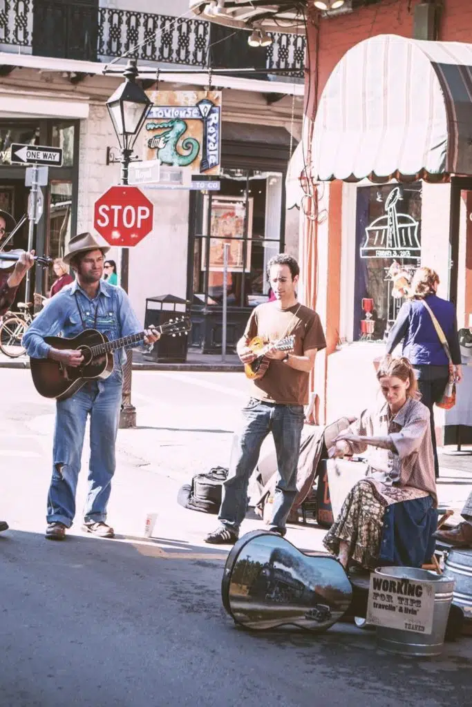 Photo of street musicians in New Orleans.