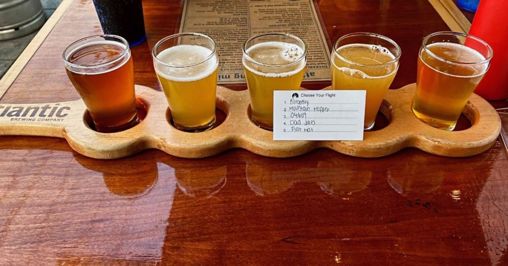 Photo of a custom beer flight from Atlantic Brewing.