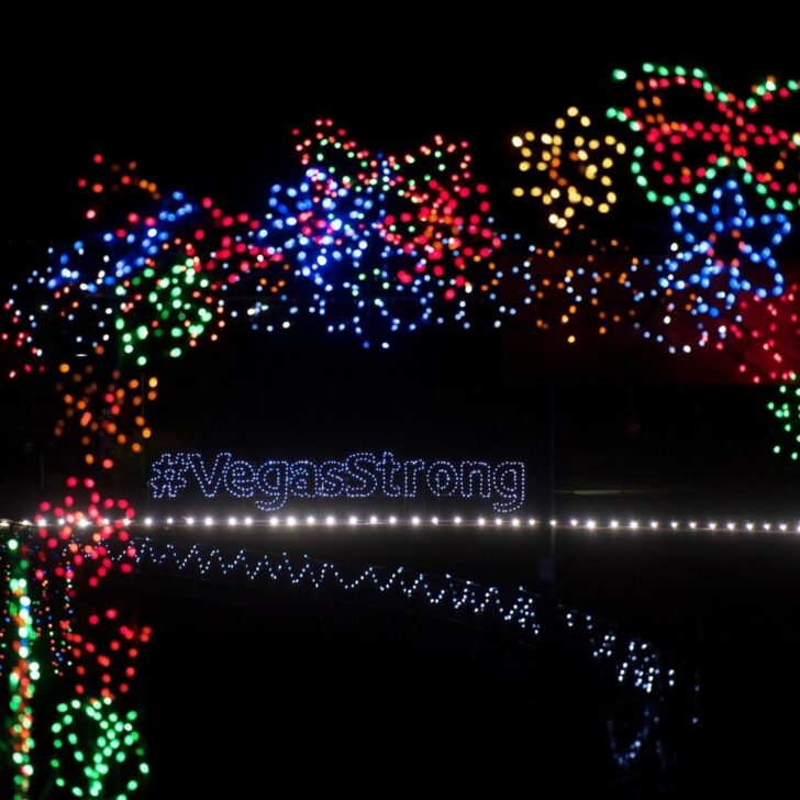 Photo of Christmas lights at the Las Vegas Motor Speedway.