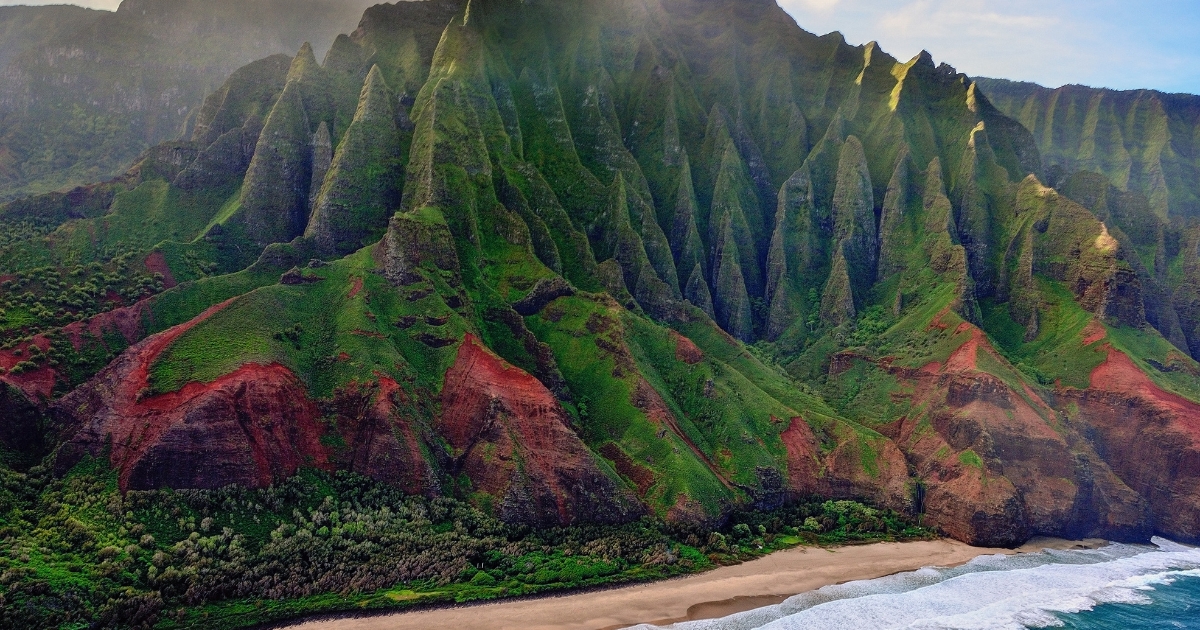 Photo of the Na Pali coastline of Kauai.
