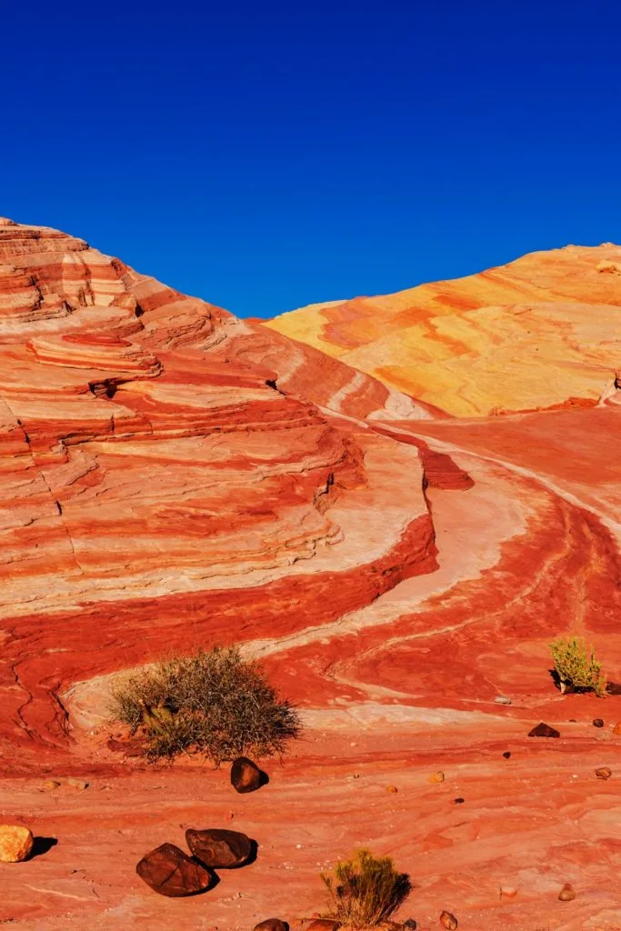 Photo of red rock formations at Valley of Fire State Park in Nevada.