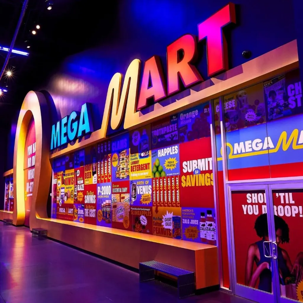 Photo of the exterior of the Omega Mart experience at Area15.