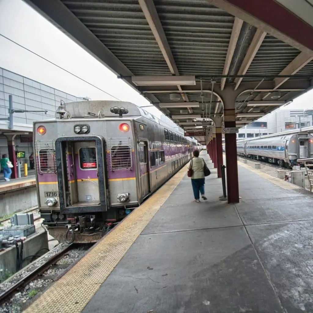Photo of a MBTA commuter rail station near Boston.