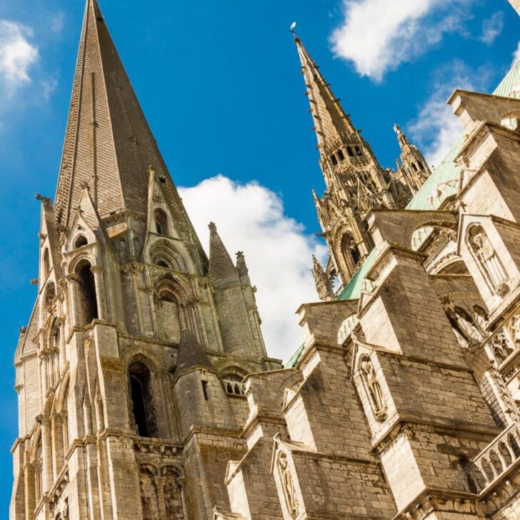 Photo of the Cartres Cathedral in France.