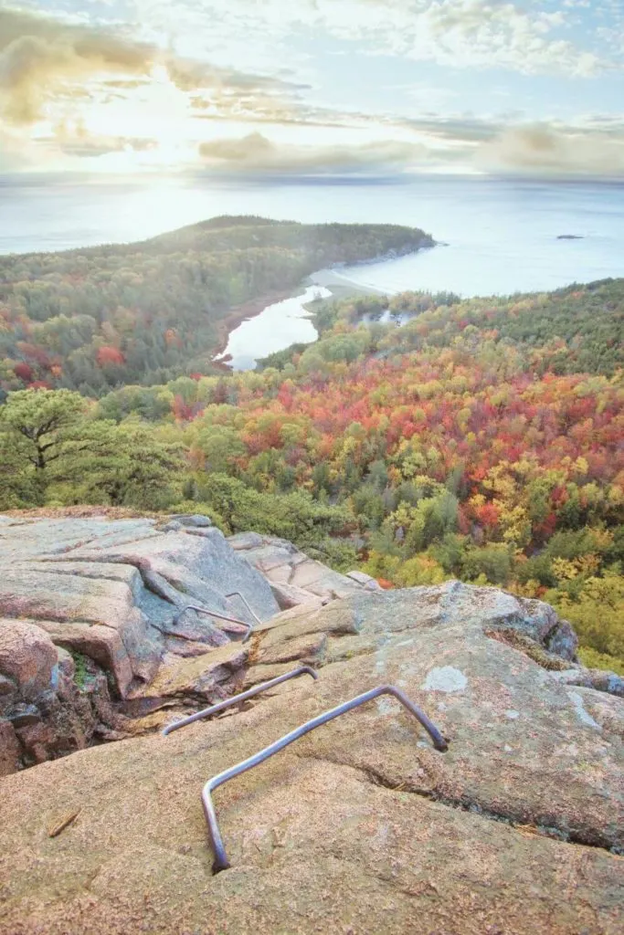 Photo of the view from the Beehive Trail in Acadia National Park in Maine.