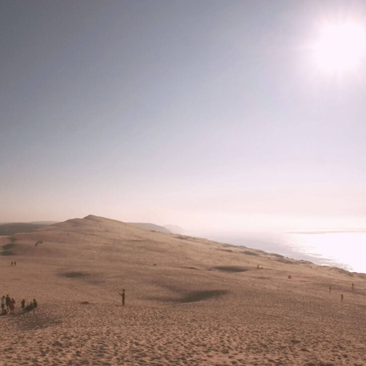 Photo of Dune du Pilat in France on a hazy day.