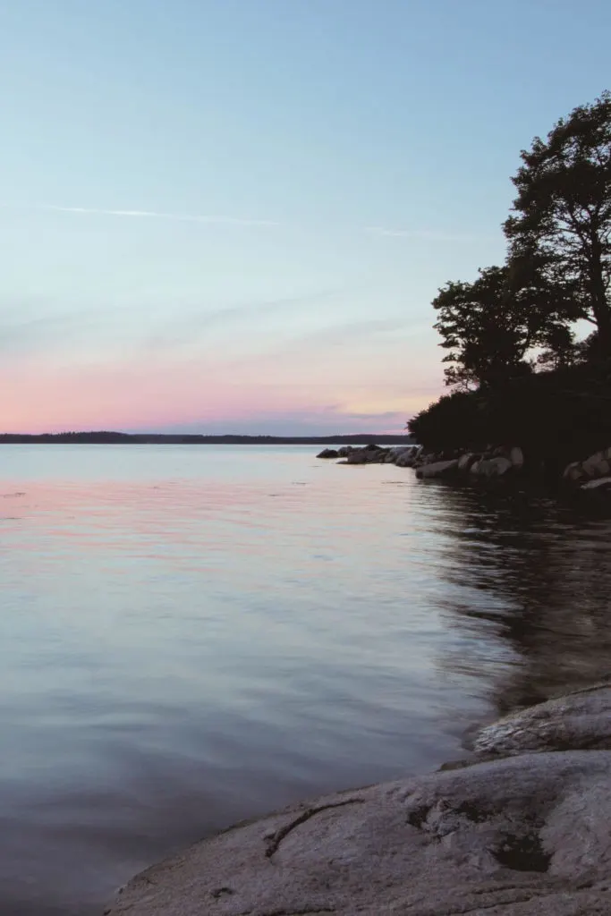 Photo of sunset at Somes Sound in Maine.