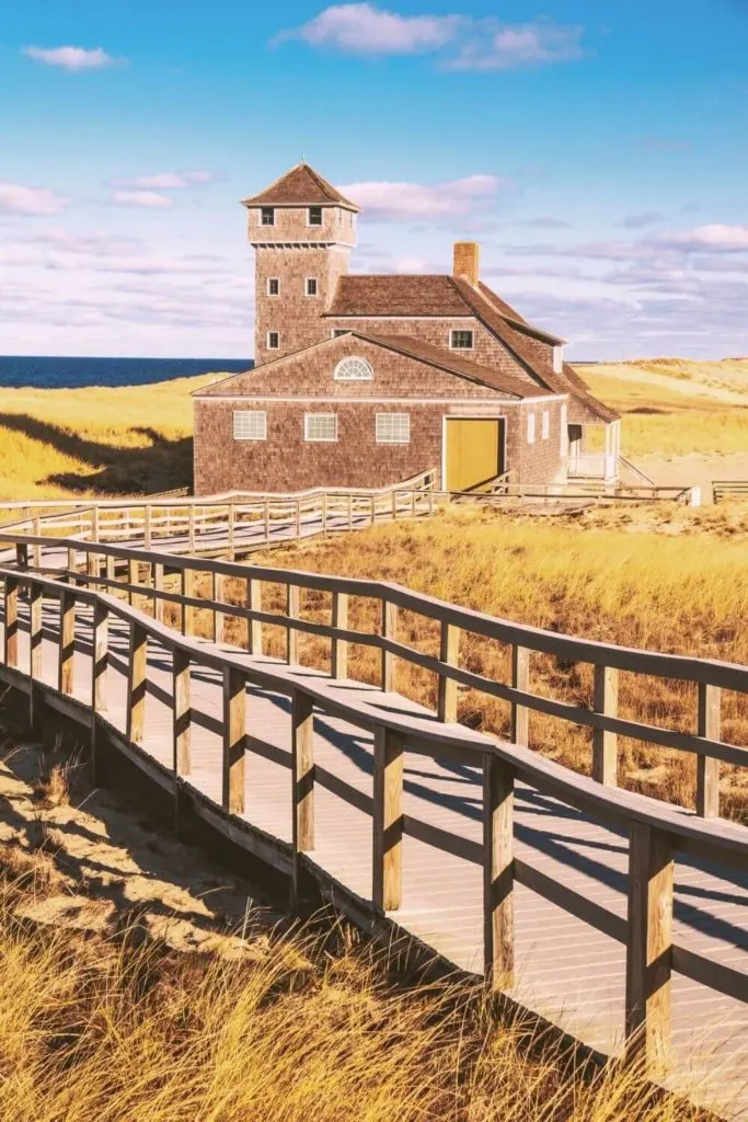 Photo of the old lifesaving station at Race Point Beach in Provincetown, MA.