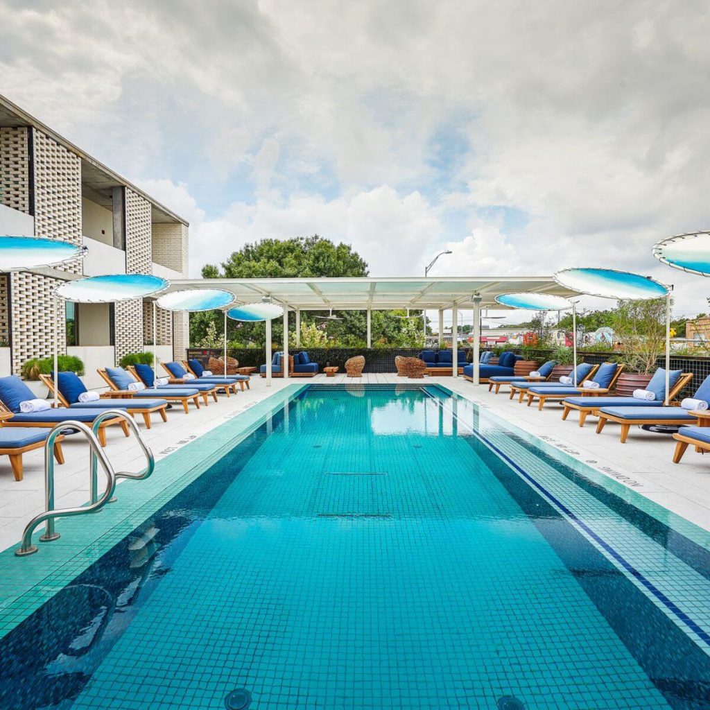 Photo of the pool at the South Congress Hotel in Austin.