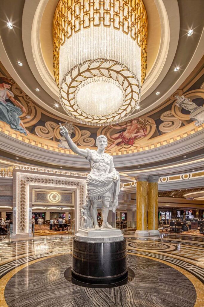 Photo of the refreshed lobby at Caesars Palace in Las Vegas.