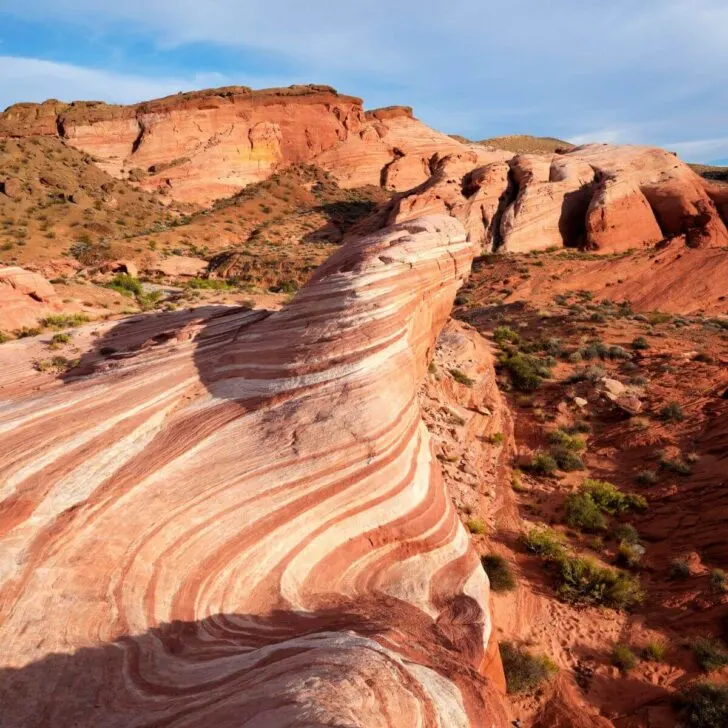Photo of the striped rocks at Valley of Fire state park in Nevada.